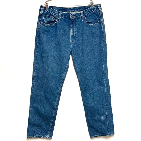 Carhartt 5 pocket relaxed fit Work Jeans Mens Sz 40 W 34” Inseam - Picture 2 of 6